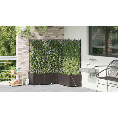 Trädgårdsplanterare 5 pcs Brun 120 x 120 x 142 cm Plast