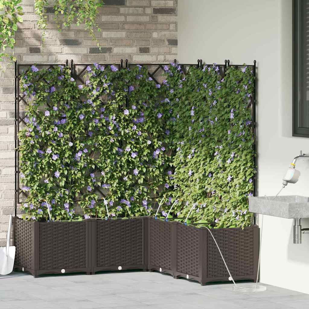 Trädgårdsplanterare 5 pcs Brun 120 x 120 x 142 cm Plast