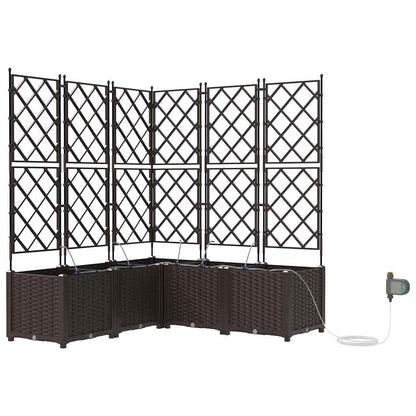 Trädgårdsplanterare 5 pcs Brun 120 x 120 x 142 cm Plast