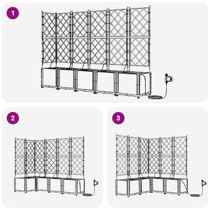 Trädgårdsplanterare 5 pcs Brun 120 x 120 x 142 cm Plast
