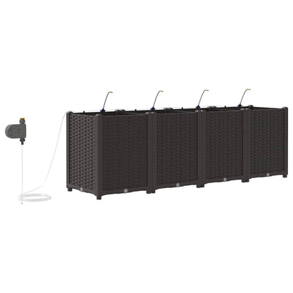 Trädgårdsplanterare 4 pcs Brun 160 x 40 x 52 cm Plast