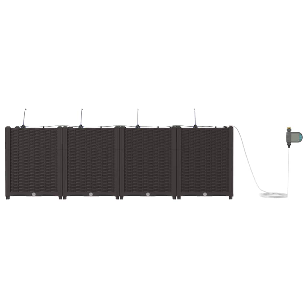 Trädgårdsplanterare 4 pcs Brun 160 x 40 x 52 cm Plast