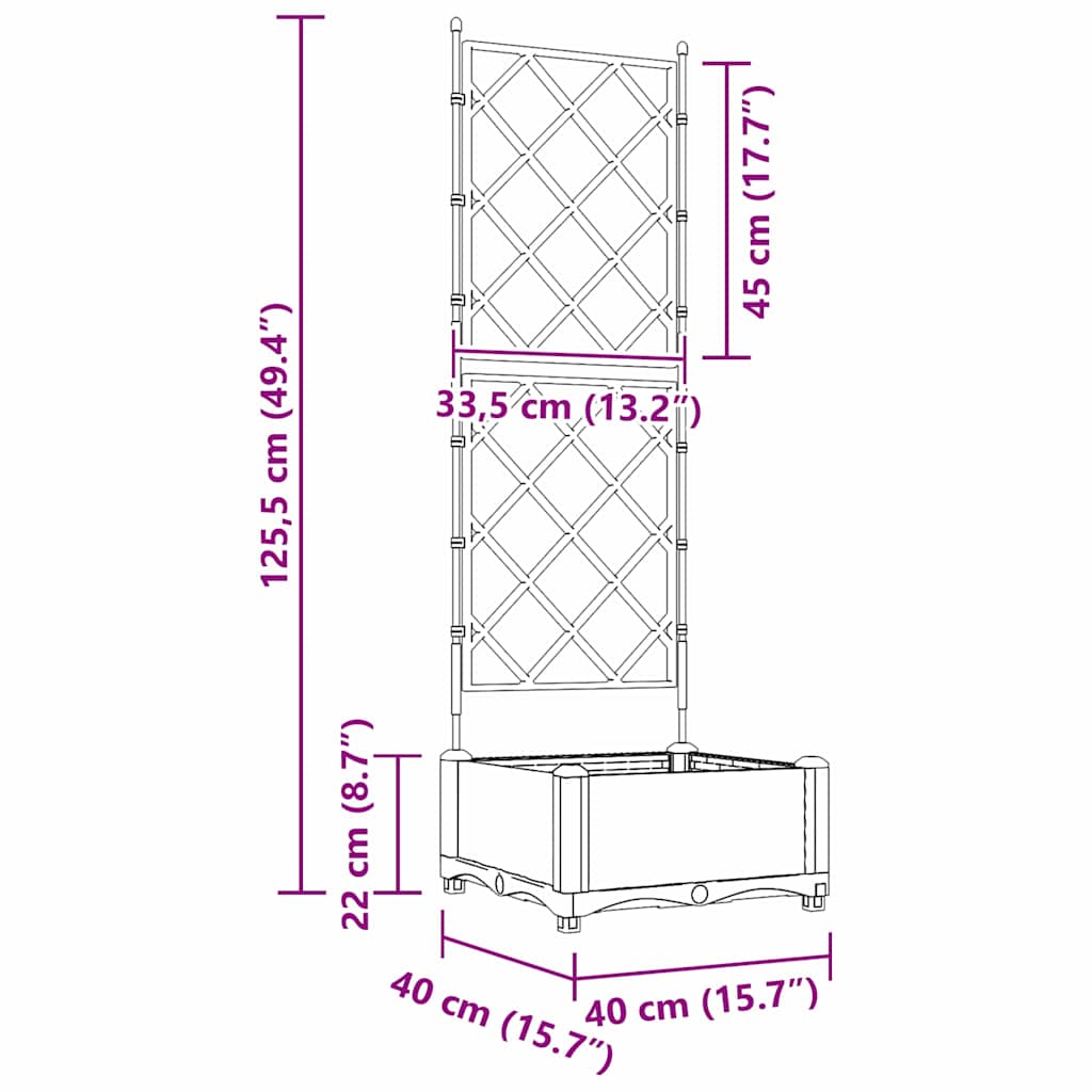 Trädgårdsplanterare Svart 40 x 40 x 125,5 cm Plast