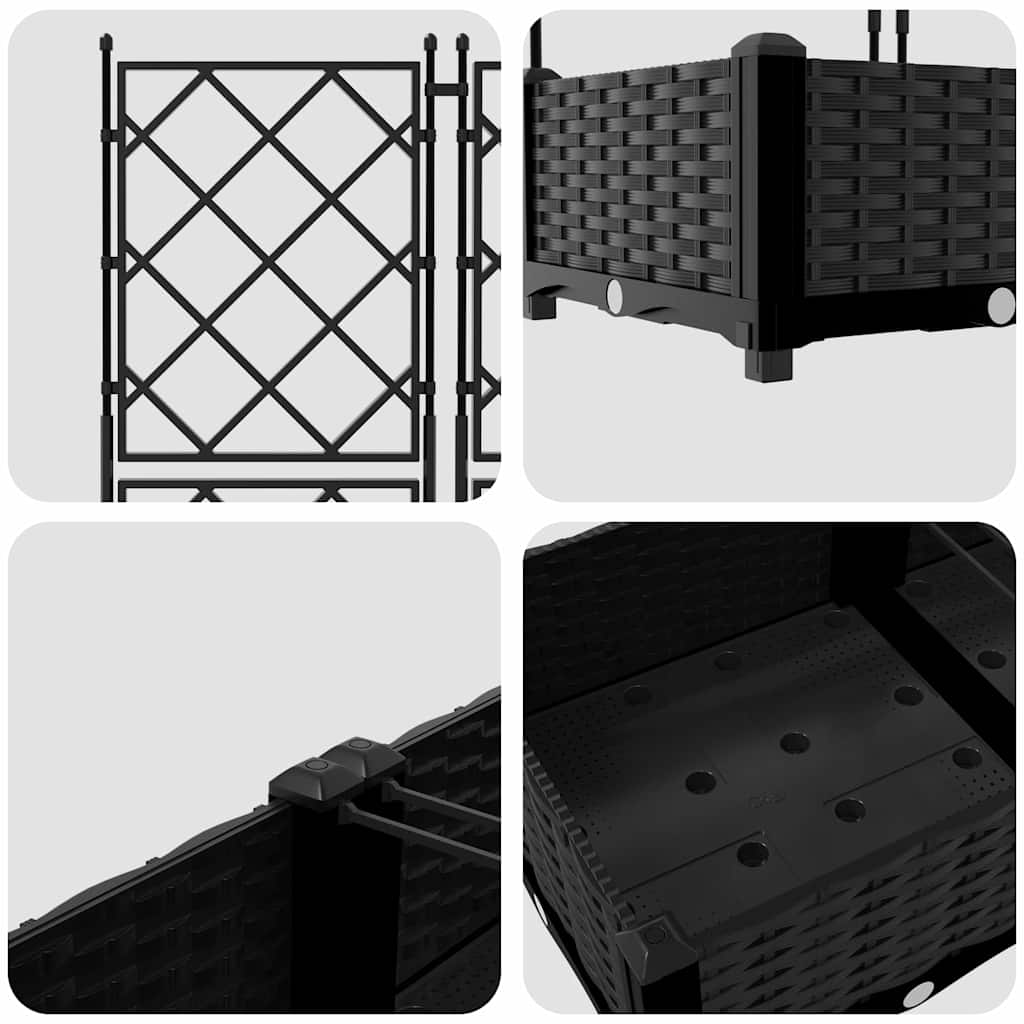 Trädgårdsplanterare 2 pcs Svart 80 x 40 x 125,5 cm Plast