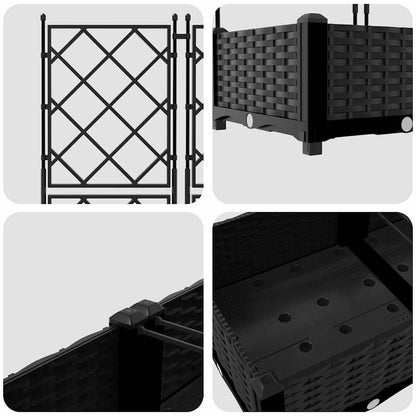 Trädgårdsplanterare 2 pcs Svart 80 x 40 x 125,5 cm Plast