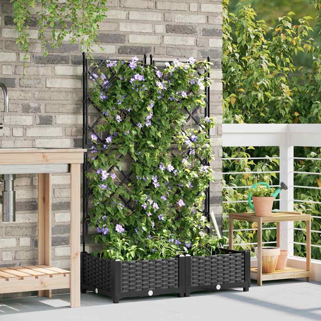 Trädgårdsplanterare 2 pcs Svart 80 x 40 x 125,5 cm Plast