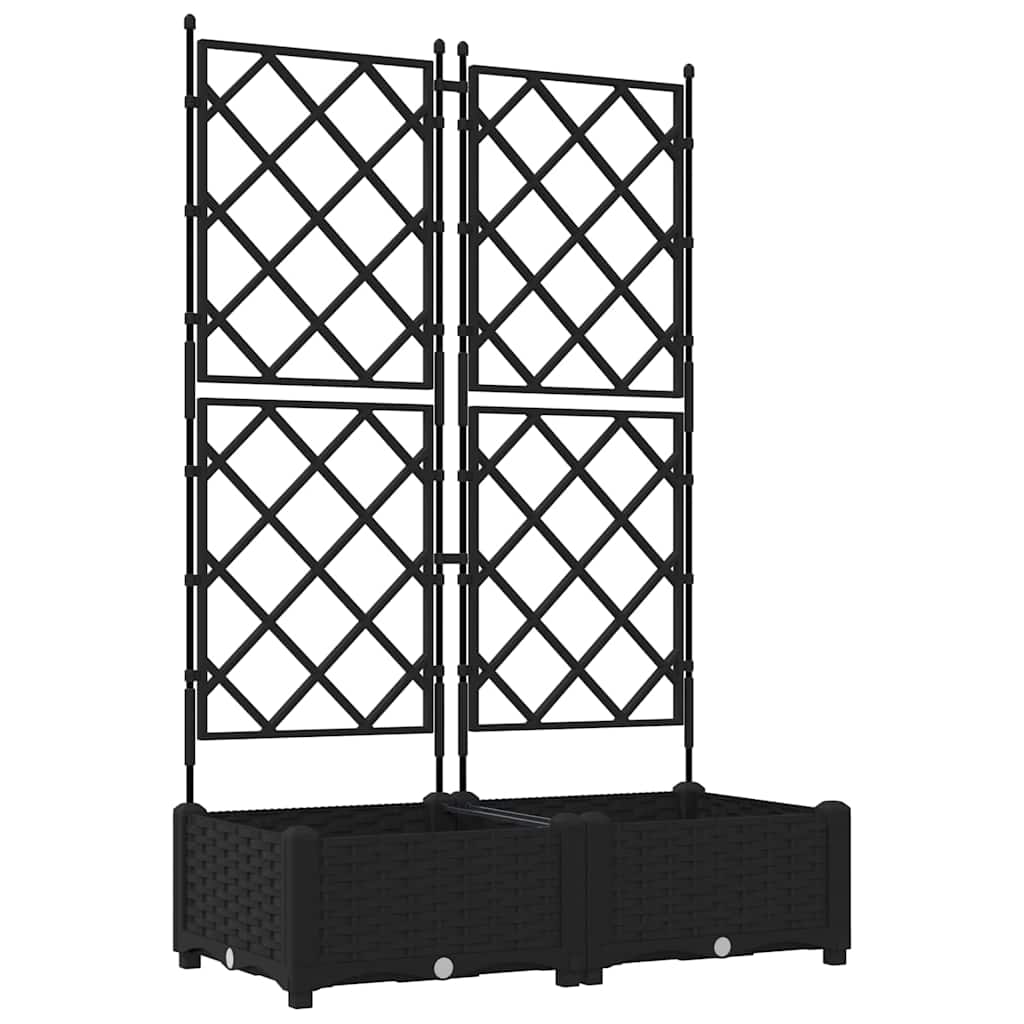 Trädgårdsplanterare 2 pcs Svart 80 x 40 x 125,5 cm Plast