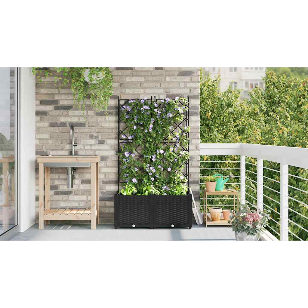 Trädgårdsplanterare 2 pcs Svart 80 x 40 x 143 cm Plast