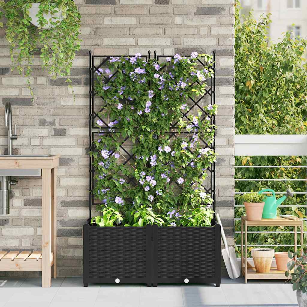 Trädgårdsplanterare 2 pcs Svart 80 x 40 x 143 cm Plast