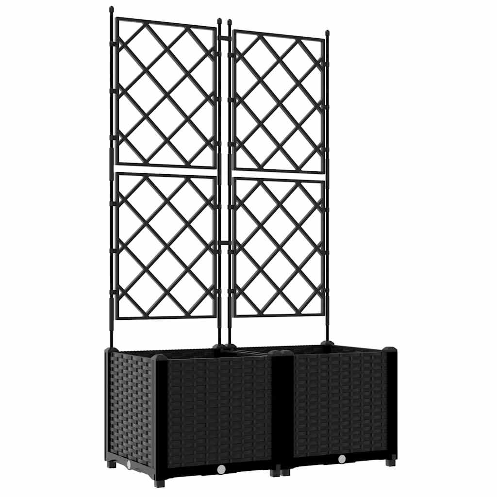 Trädgårdsplanterare 2 pcs Svart 80 x 40 x 143 cm Plast