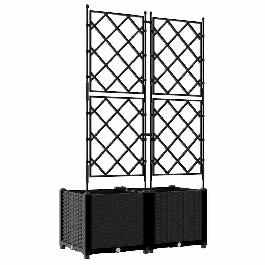 Trädgårdsplanterare 2 pcs Svart 80 x 40 x 143 cm Plast