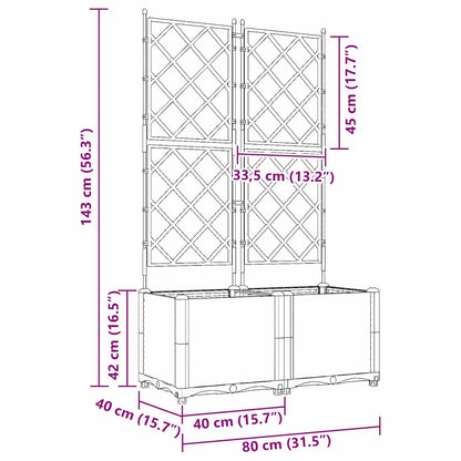 Trädgårdsplanterare 2 pcs Svart 80 x 40 x 143 cm Plast