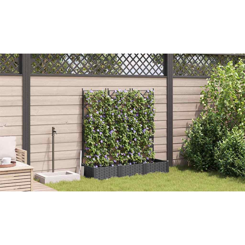 Trädgårdsplanterare 3 pcs Svart 120 x 40 x 125,5 cm Plast