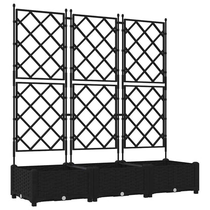 Trädgårdsplanterare 3 pcs Svart 120 x 40 x 125,5 cm Plast