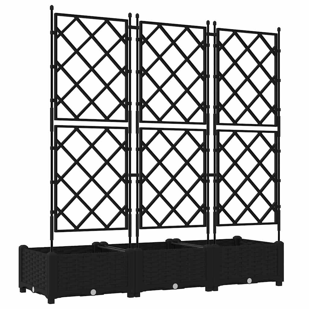 Trädgårdsplanterare 3 pcs Svart 120 x 40 x 125,5 cm Plast