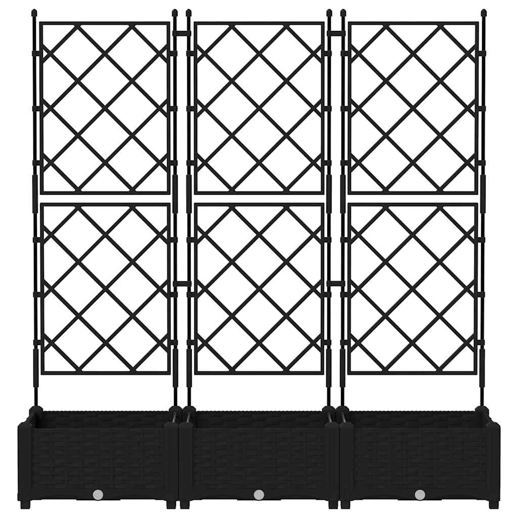 Trädgårdsplanterare 3 pcs Svart 120 x 40 x 125,5 cm Plast