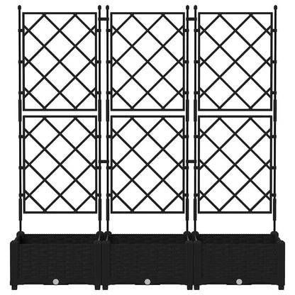 Trädgårdsplanterare 3 pcs Svart 120 x 40 x 125,5 cm Plast