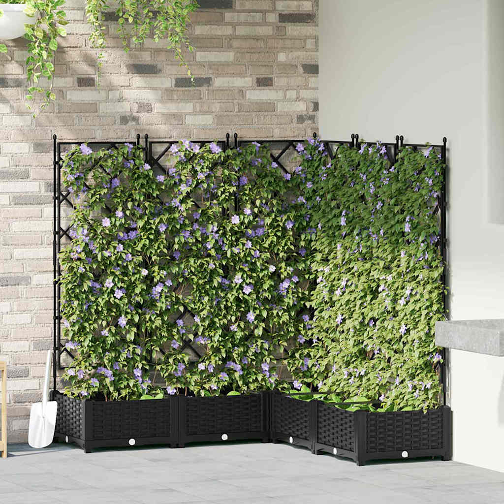 Trädgårdsplanterare 5 pcs Svart 120 x 120 x 125,5 cm Plast