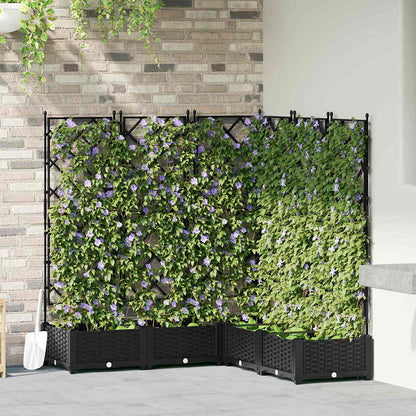 Trädgårdsplanterare 5 pcs Svart 120 x 120 x 125,5 cm Plast