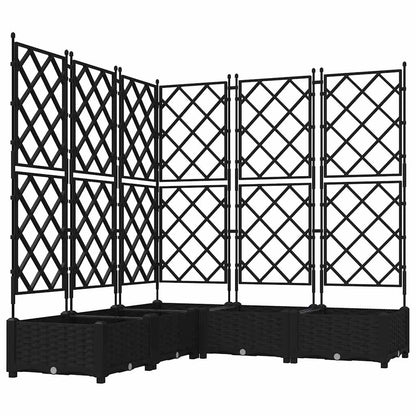 Trädgårdsplanterare 5 pcs Svart 120 x 120 x 125,5 cm Plast