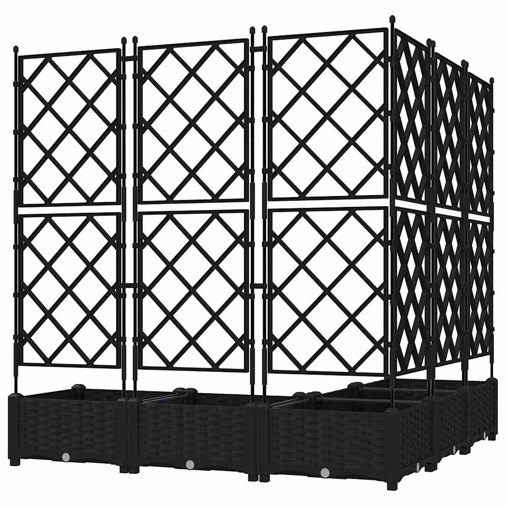 Trädgårdsplanterare 5 pcs Svart 120 x 120 x 125,5 cm Plast
