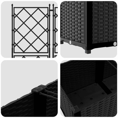 Trädgårdsplanterare 5 pcs Svart 120 x 120 x 143 cm Plast