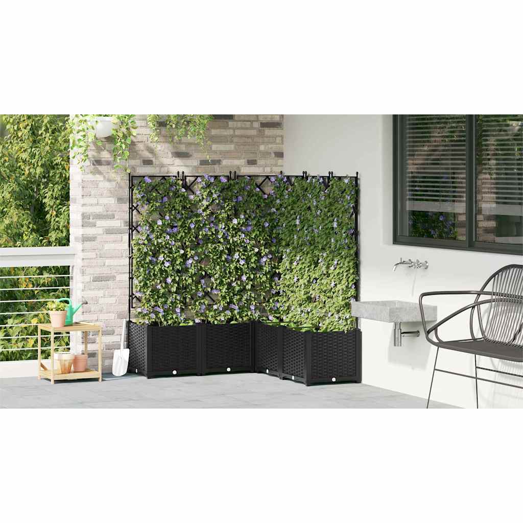 Trädgårdsplanterare 5 pcs Svart 120 x 120 x 143 cm Plast