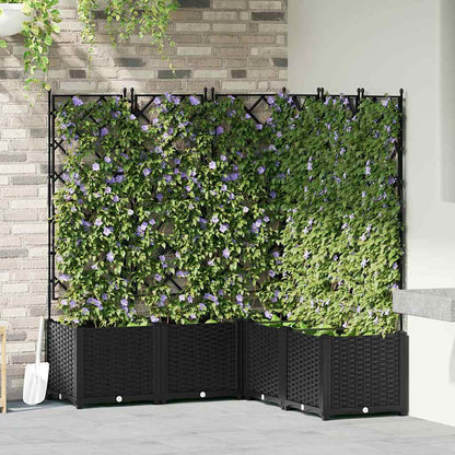 Trädgårdsplanterare 5 pcs Svart 120 x 120 x 143 cm Plast
