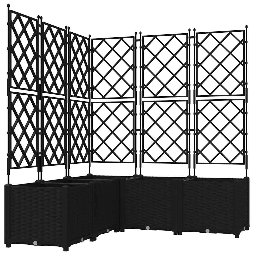 Trädgårdsplanterare 5 pcs Svart 120 x 120 x 143 cm Plast