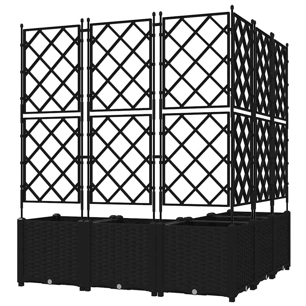 Trädgårdsplanterare 5 pcs Svart 120 x 120 x 143 cm Plast