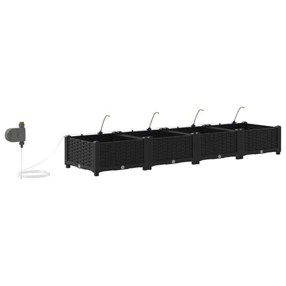 Trädgårdsplanterare 4 pcs Svart 160 x 40 x 22 cm Plast