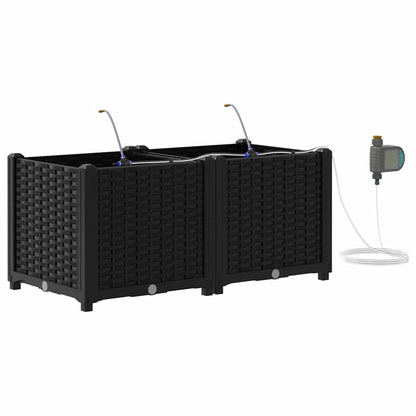 Trädgårdsplanterare 2 pcs Svart 80 x 40 x 37,5 cm Plast