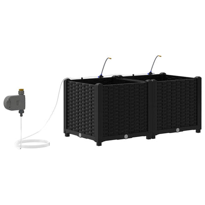 Trädgårdsplanterare 2 pcs Svart 80 x 40 x 37,5 cm Plast