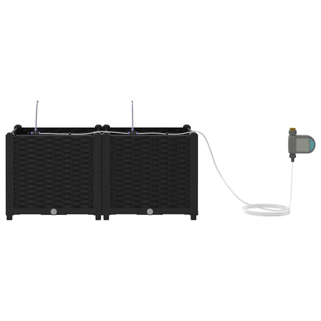 Trädgårdsplanterare 2 pcs Svart 80 x 40 x 37,5 cm Plast