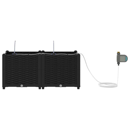 Trädgårdsplanterare 2 pcs Svart 80 x 40 x 37,5 cm Plast