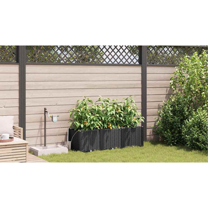 Trädgårdsplanterare 3 pcs Svart 120 x 40 x 37,5 cm Plast