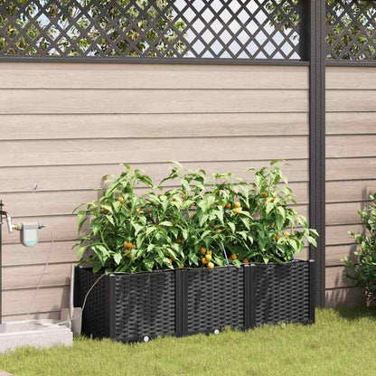 Trädgårdsplanterare 3 pcs Svart 120 x 40 x 37,5 cm Plast