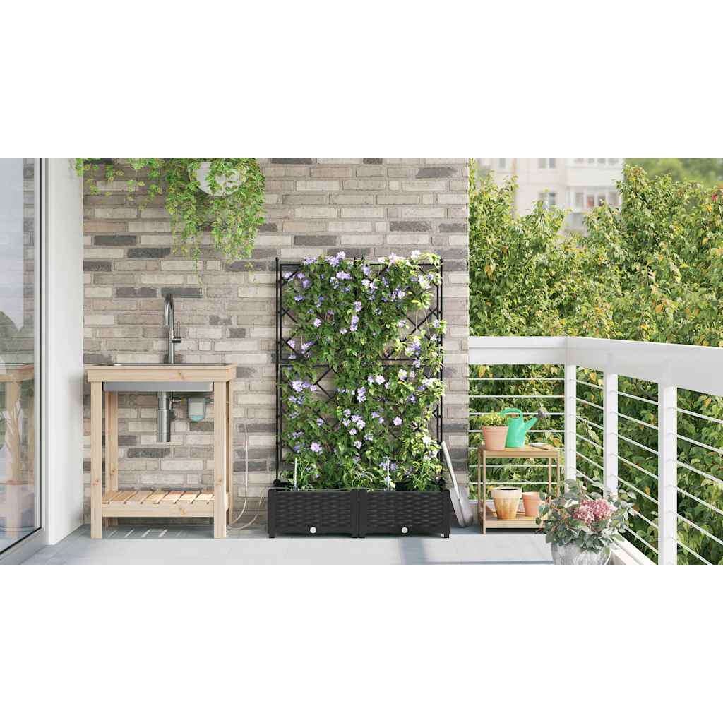 Trädgårdsplanterare 2 pcs Svart 80 x 40 x 126 cm Plast