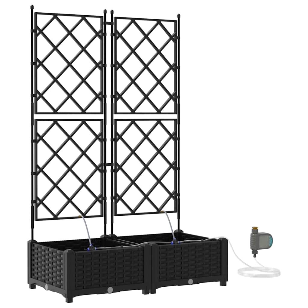 Trädgårdsplanterare 2 pcs Svart 80 x 40 x 126 cm Plast