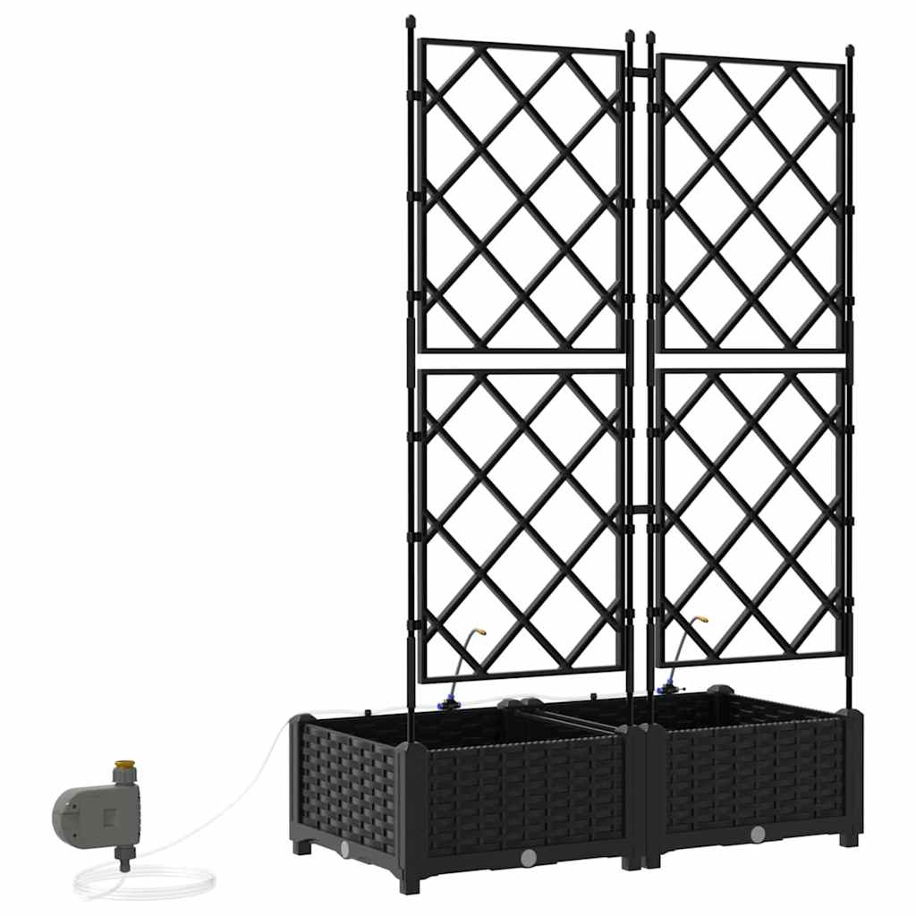 Trädgårdsplanterare 2 pcs Svart 80 x 40 x 126 cm Plast