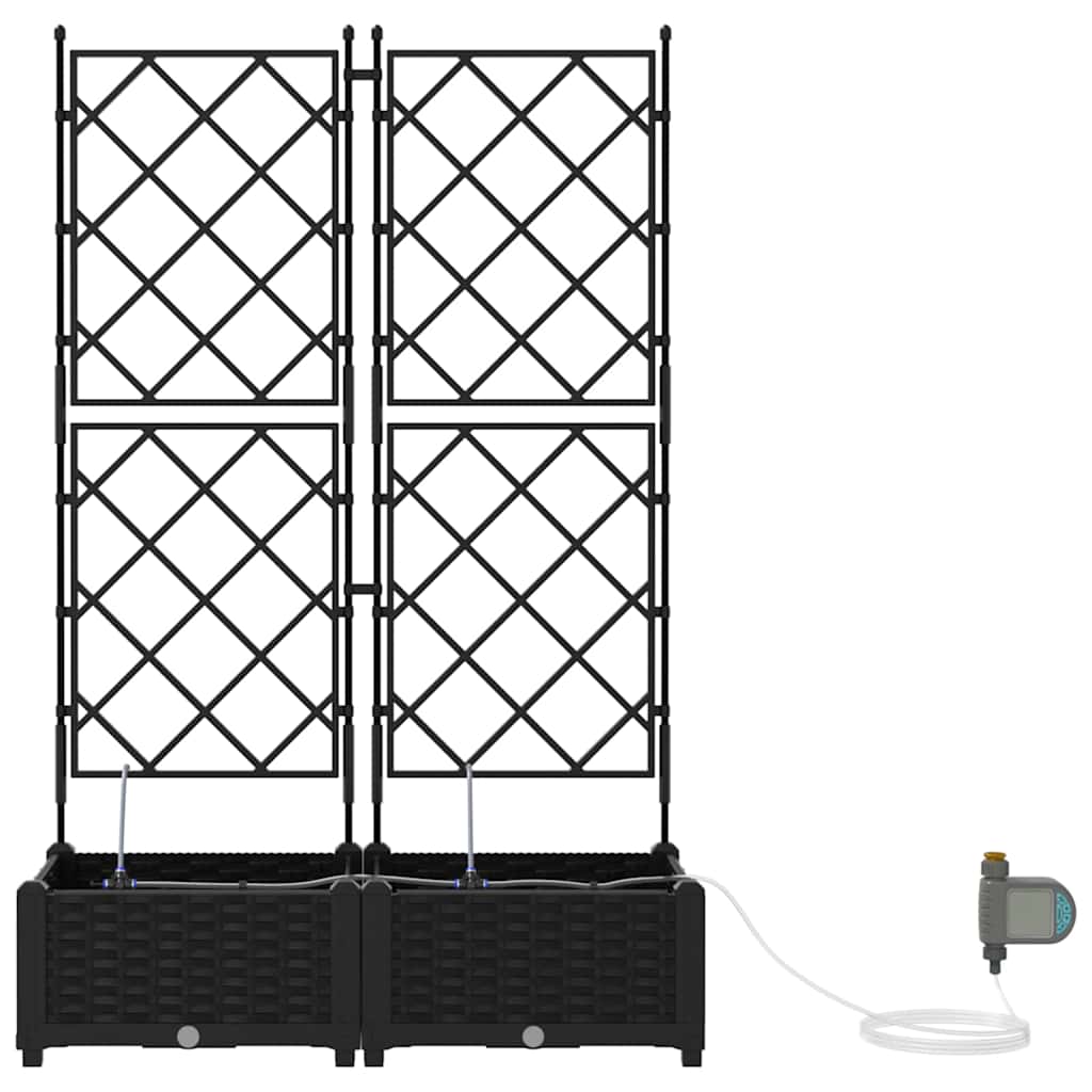 Trädgårdsplanterare 2 pcs Svart 80 x 40 x 126 cm Plast