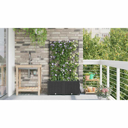 Trädgårdsplanterare 2 pcs Svart 80 x 40 x 142 cm Plast