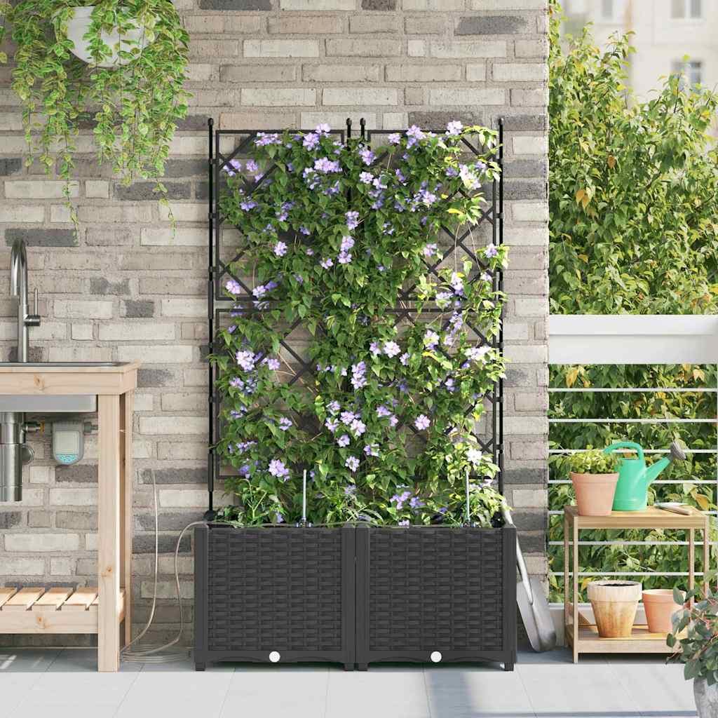 Trädgårdsplanterare 2 pcs Svart 80 x 40 x 142 cm Plast