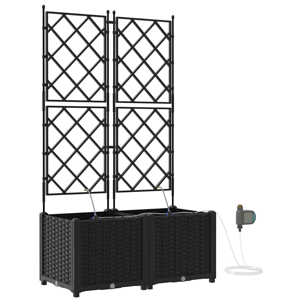 Trädgårdsplanterare 2 pcs Svart 80 x 40 x 142 cm Plast