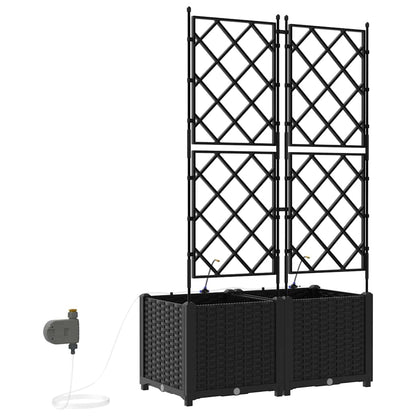 Trädgårdsplanterare 2 pcs Svart 80 x 40 x 142 cm Plast