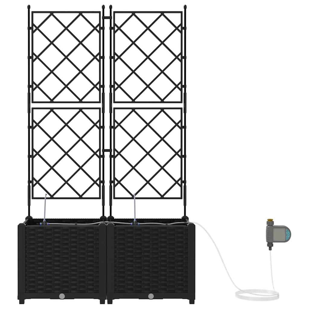 Trädgårdsplanterare 2 pcs Svart 80 x 40 x 142 cm Plast