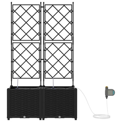 Trädgårdsplanterare 2 pcs Svart 80 x 40 x 142 cm Plast