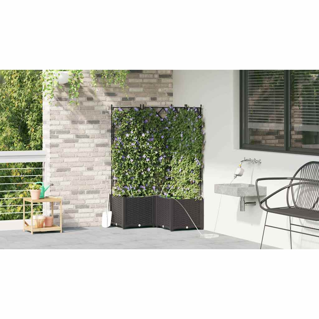 Trädgårdsplanterare 3 pcs Svart 80 x 80 x 142 cm Plast