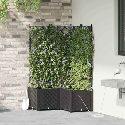 Trädgårdsplanterare 3 pcs Svart 80 x 80 x 142 cm Plast