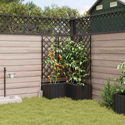 Trädgårdsplanterare 3 pcs Svart 80 x 80 x 142 cm Plast